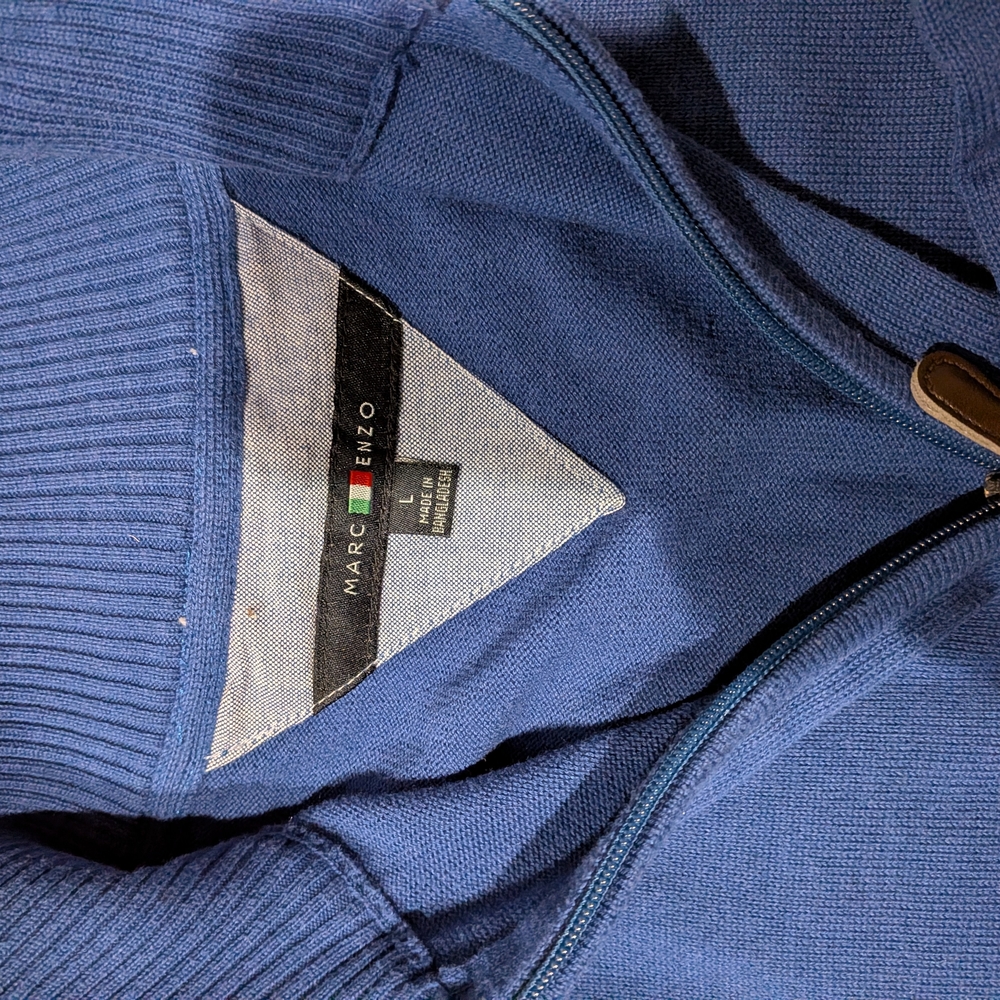 Men's Blue Zip-Up Sweater